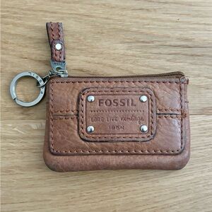 Vintage Fossil Coin Purse with Key Ring